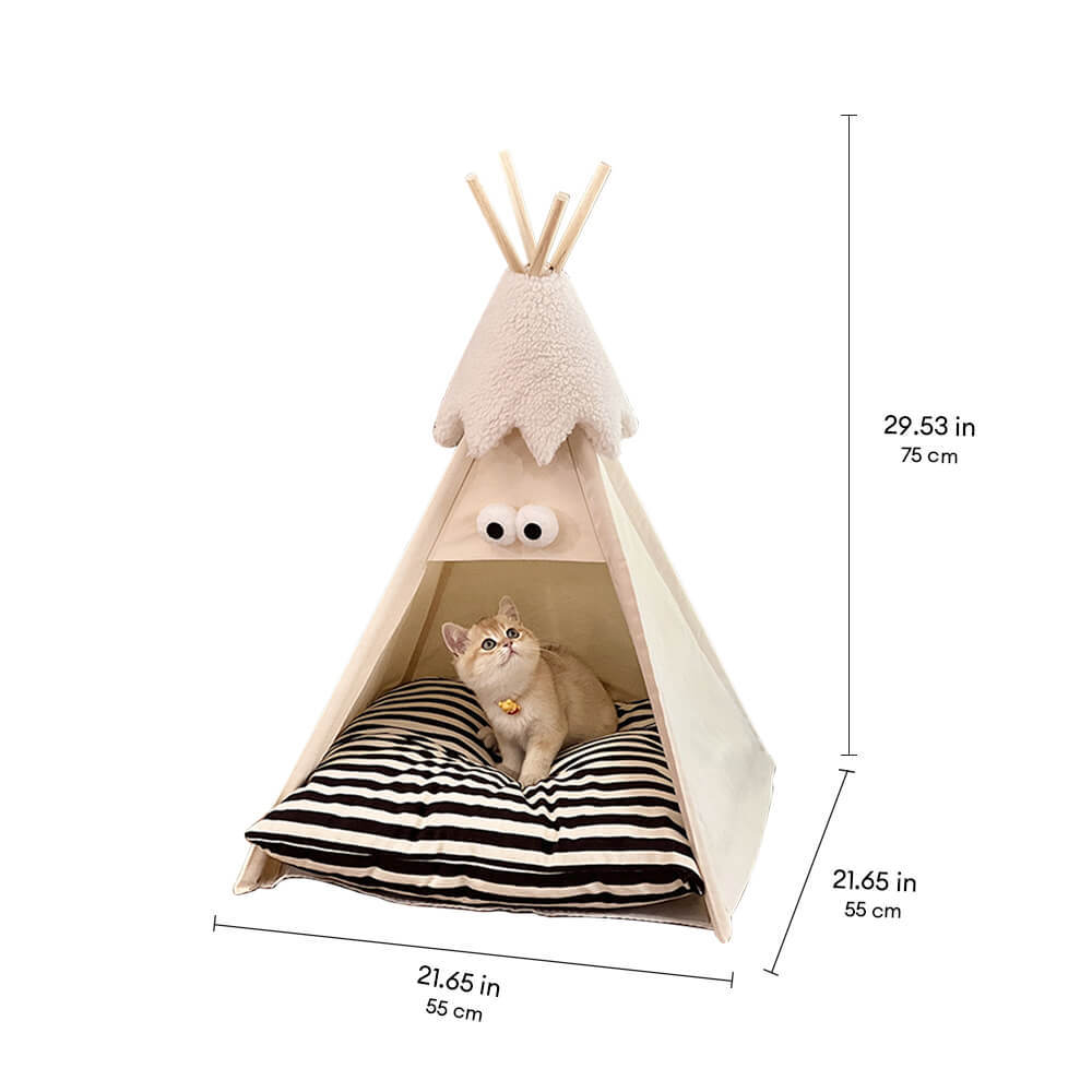 Cute and Funny Striped Semi Enclosed Dog & Cat Tent