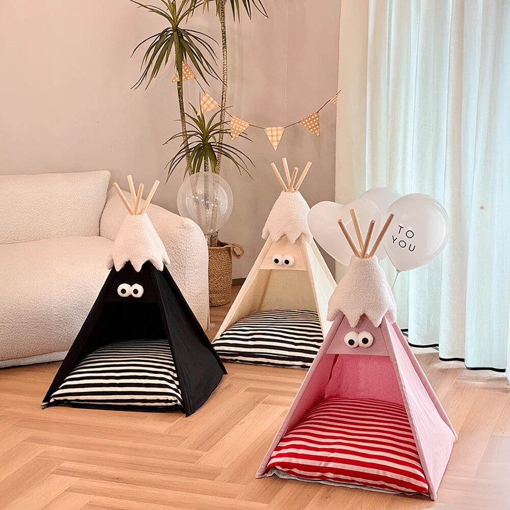 Cute and Funny Striped Semi Enclosed Dog & Cat Tent