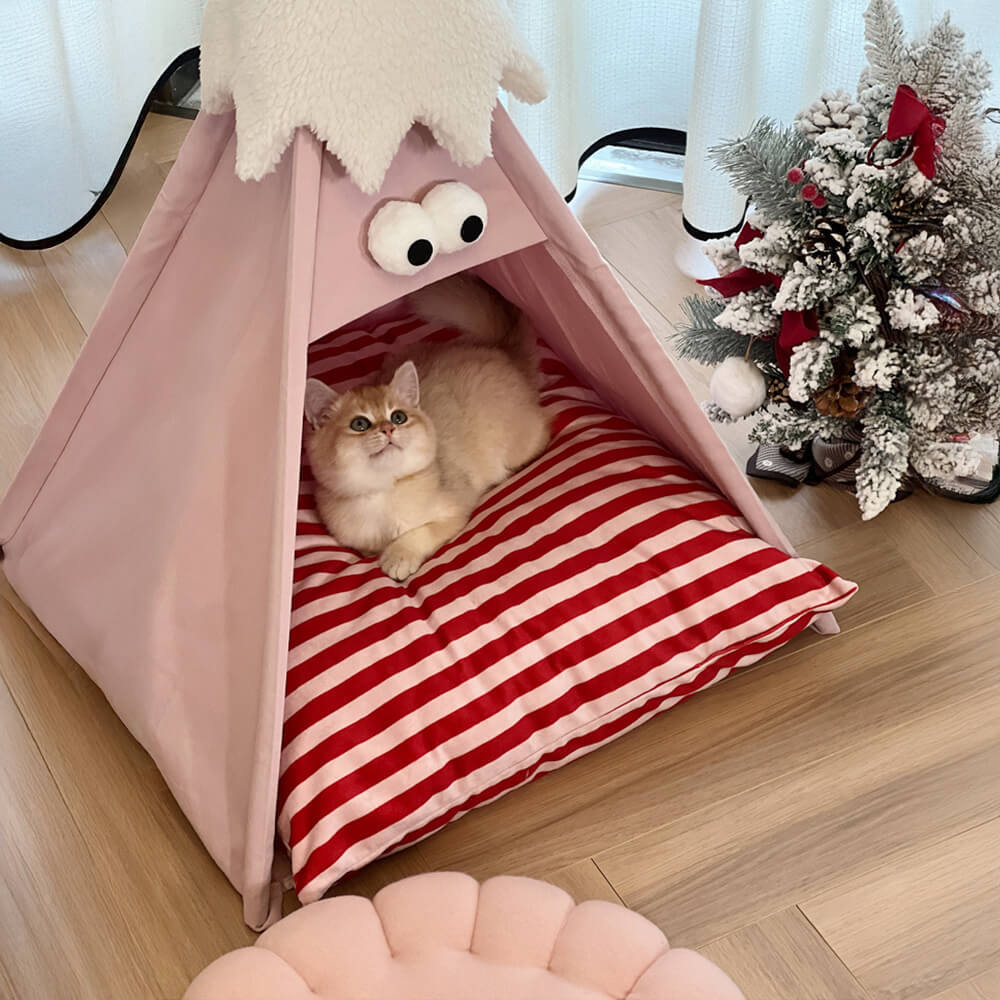 Cute and Funny Striped Semi Enclosed Dog & Cat Tent