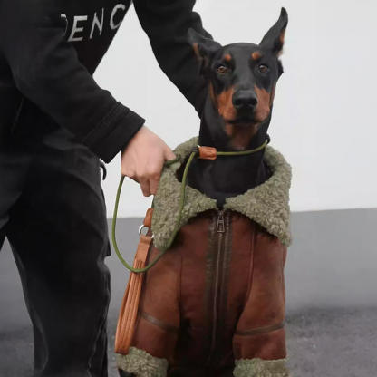 Vintage Aviator Dog Jacket with Shearling Lining - Warm and Stylish
