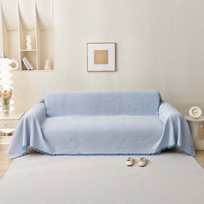 All-Season Solid Waffle Weave Durable One-Piece Sofa Cover