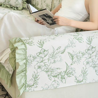 Chenille Floral Ruffle Design Anti-Slip Sofa Cover