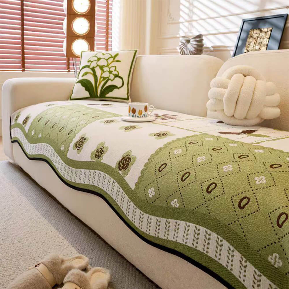 Chenille Scratch-resistant Fabric Pastoral Style Irregular Shaped Non-