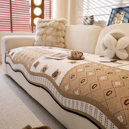 Chenille Scratch-resistant Fabric Pastoral Style Irregular Shaped Non-slip Sofa Cover
