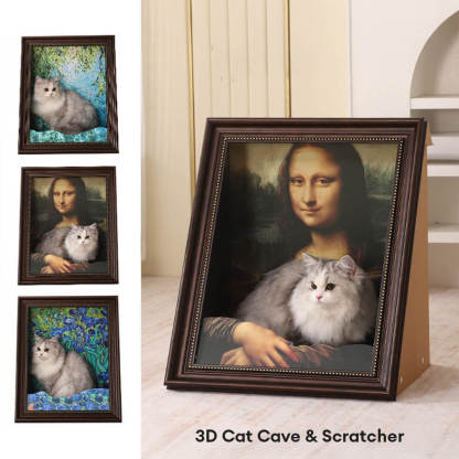 Classic Oil Painting Art-Inspired Decor 3D Cat Scratcher Cat Bed