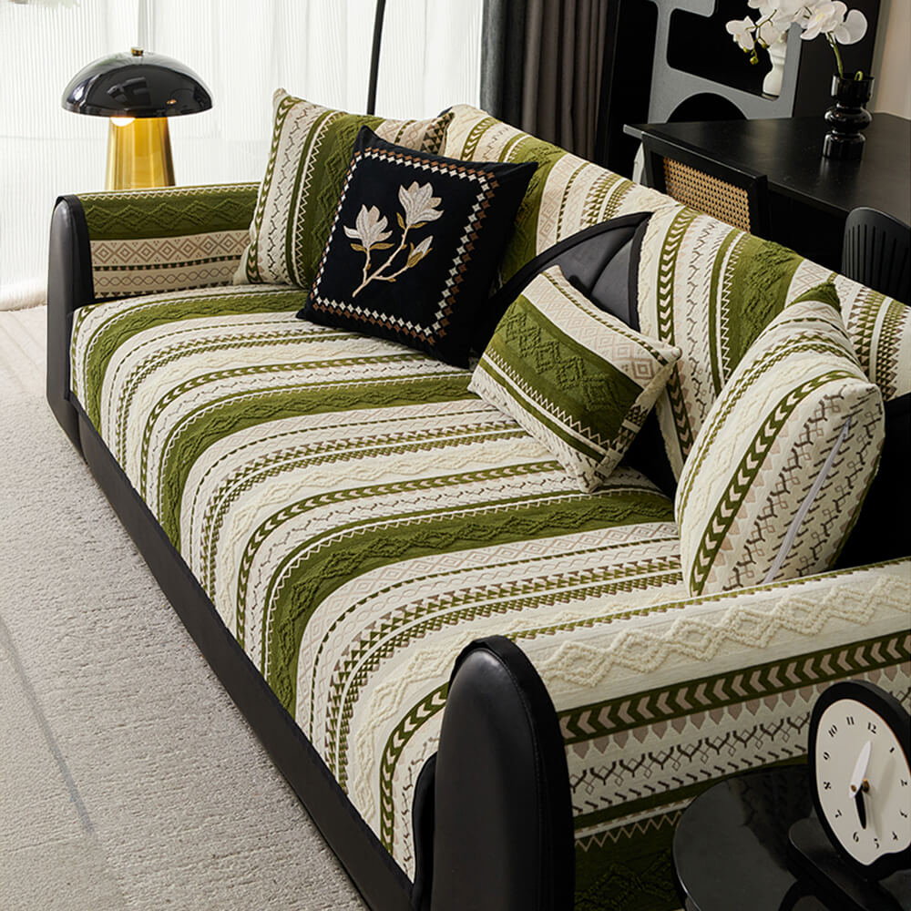 Colour-block Woven Suede Soft Skin-Friendly Anti-Skid Sofa Cover