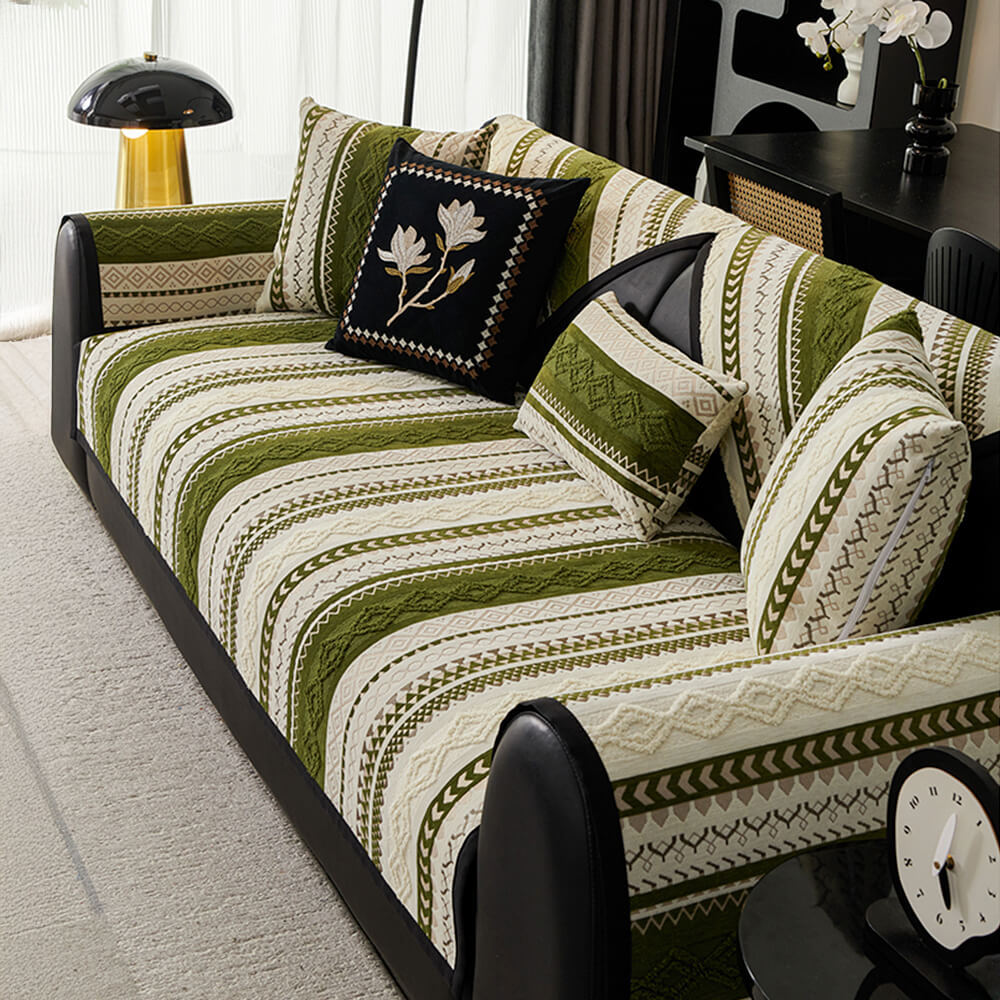 Colour-block Woven Suede Soft Skin-Friendly Anti-Skid Sofa Cover