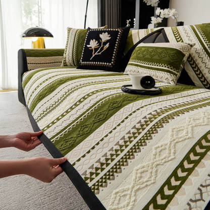 Colour-block Woven Suede Soft Skin-Friendly Anti-Skid Sofa Cover