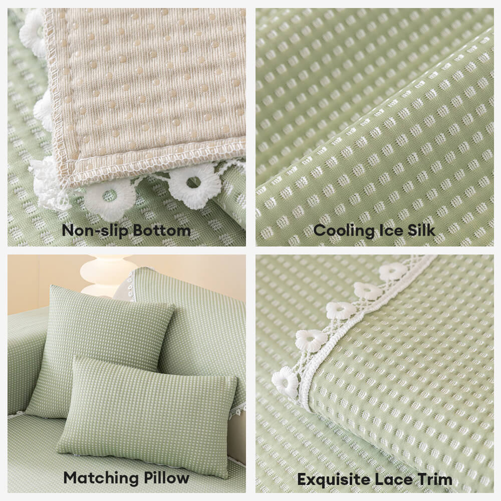 Cooling Pad Design with Delicate Lace Trim and Icy Touch Sofa Cover