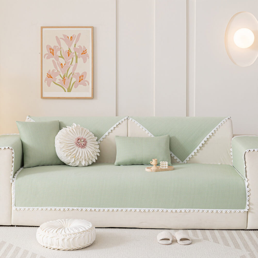 Cooling Pad Design with Delicate Lace Trim and Icy Touch Sofa Cover