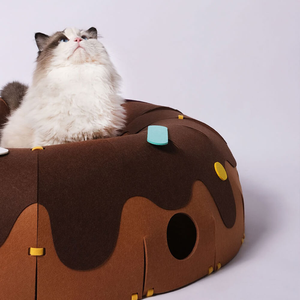 Donut-Shaped Felt Play Tunnel for Cats – Fun and Cosy Cat Tunnel