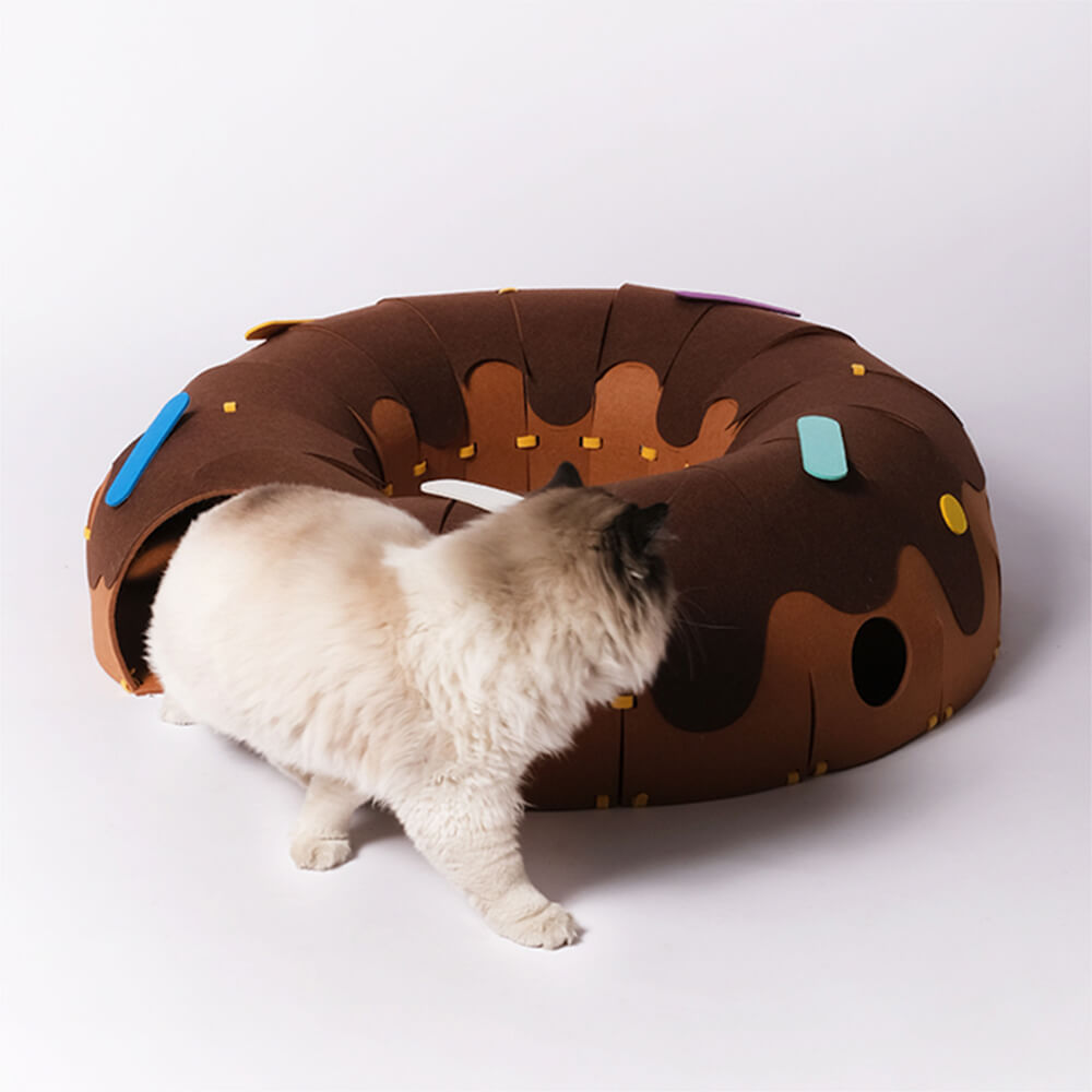 Donut-Shaped Felt Play Tunnel for Cats – Fun and Cosy Cat Tunnel