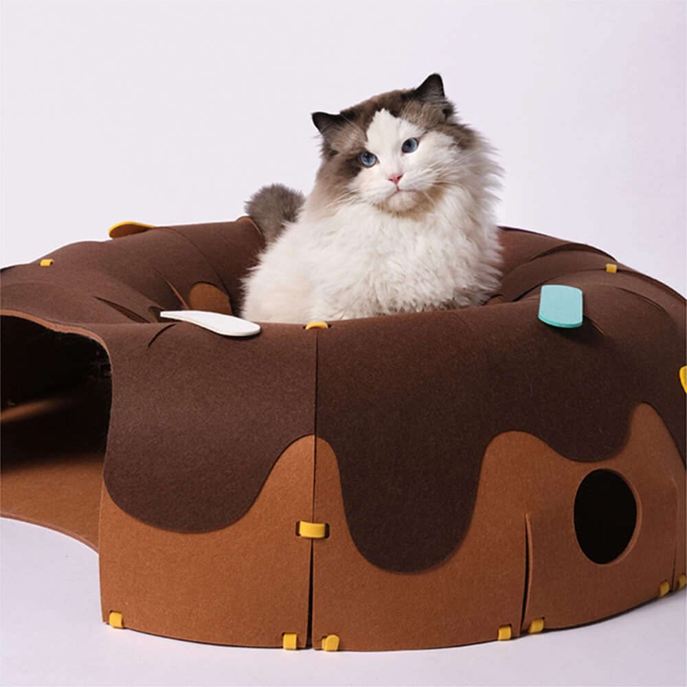 Donut-Shaped Felt Play Tunnel for Cats – Fun and Cosy Cat Tunnel
