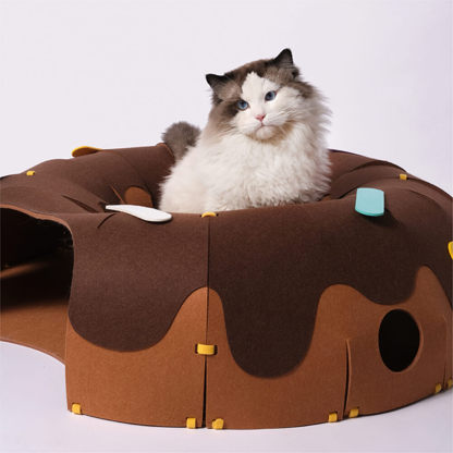 Donut-Shaped Felt Play Tunnel for Cats – Fun and Cosy Cat Tunnel