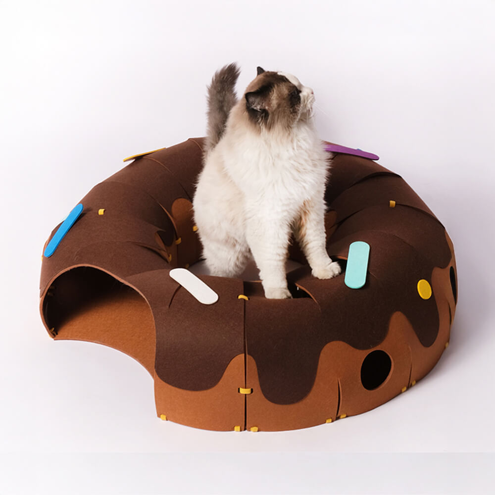 Donut-Shaped Felt Play Tunnel for Cats – Fun and Cosy Cat Tunnel