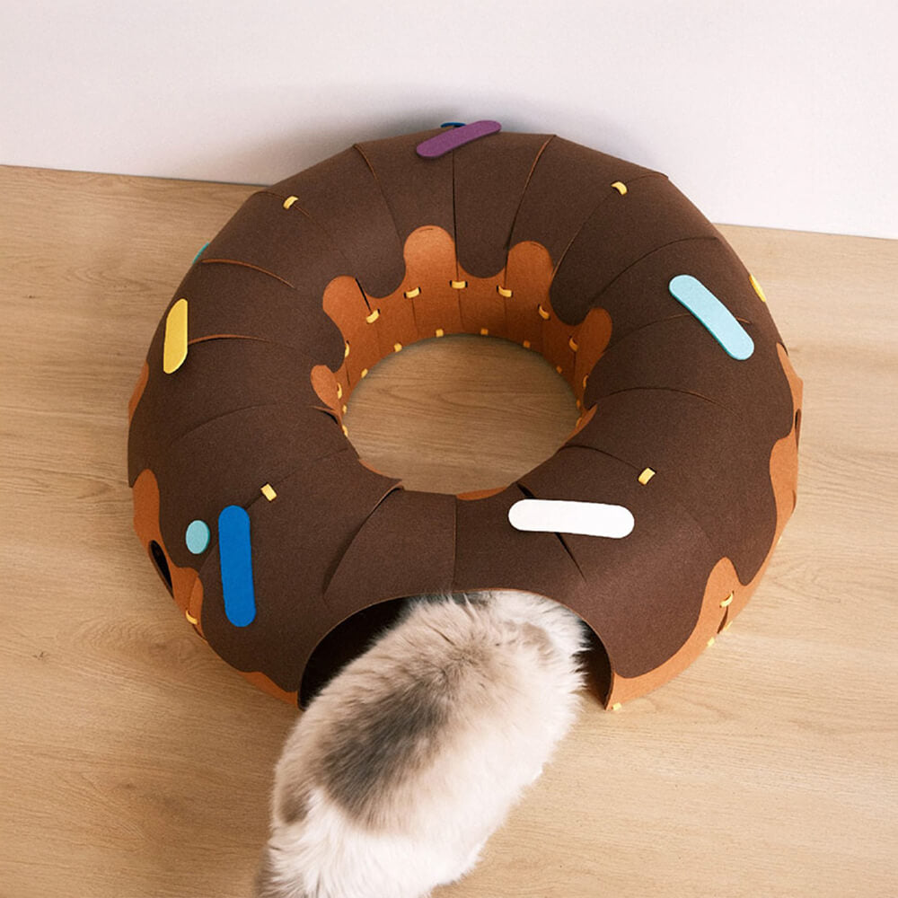 Donut-Shaped Felt Play Tunnel for Cats – Fun and Cosy Cat Tunnel
