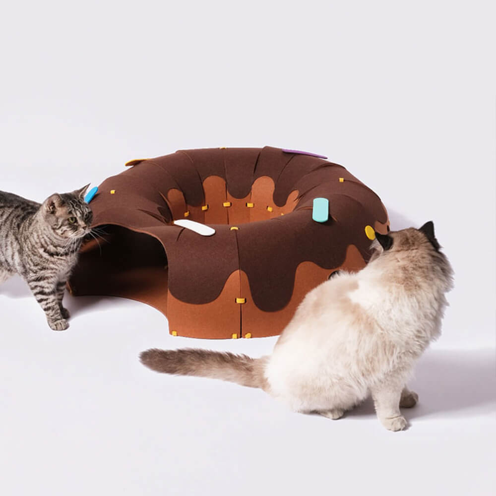 Donut-Shaped Felt Play Tunnel for Cats – Fun and Cosy Cat Tunnel