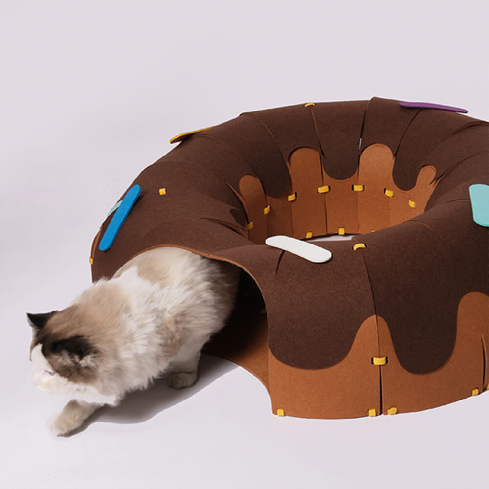 Donut-Shaped Felt Play Tunnel for Cats – Fun and Cosy Cat Tunnel