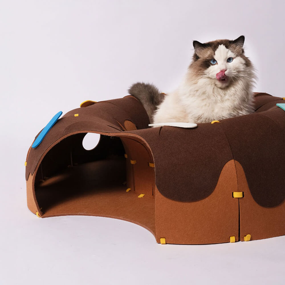 Donut-Shaped Felt Play Tunnel for Cats – Fun and Cosy Cat Tunnel