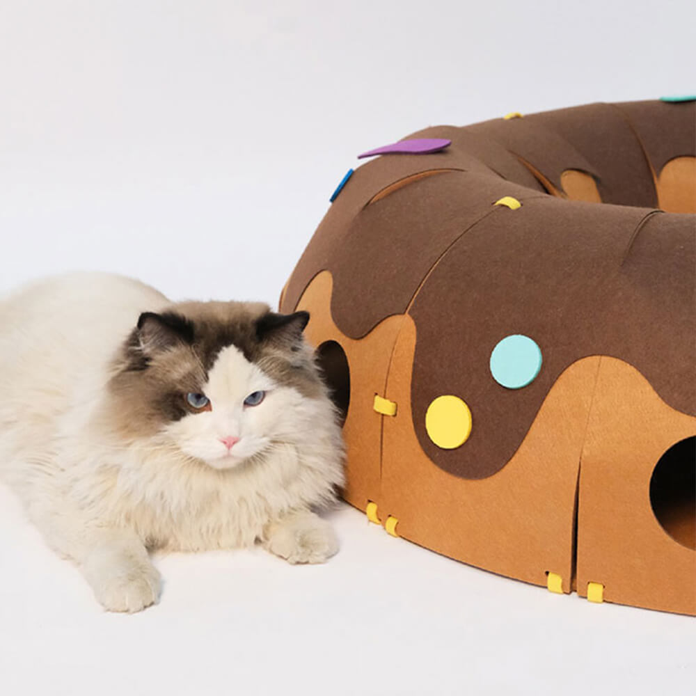 Donut-Shaped Felt Play Tunnel for Cats – Fun and Cosy Cat Tunnel