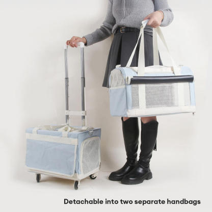 Double-Layer Spacious Multi-Cat Travel Rolling Pet Carrier Bag with Wheels
