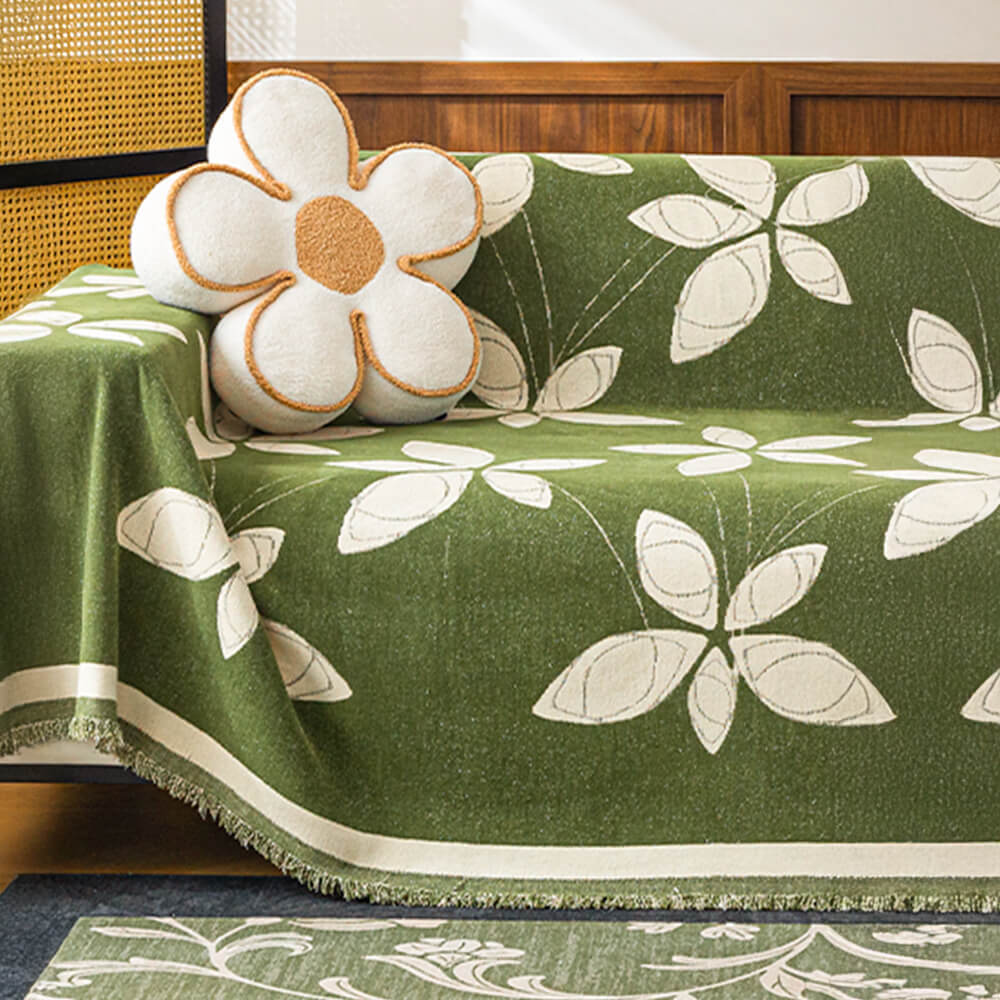 Elegant Reversible Chenille Patterned Throw Sofa Cover
