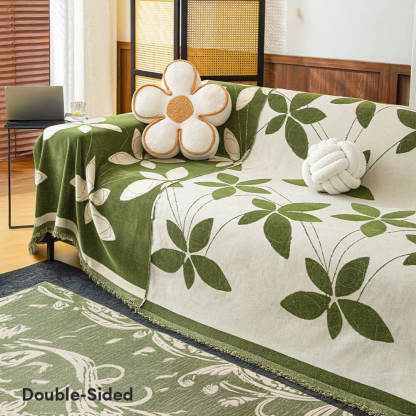 Elegant Reversible Chenille Patterned Throw Sofa Cover