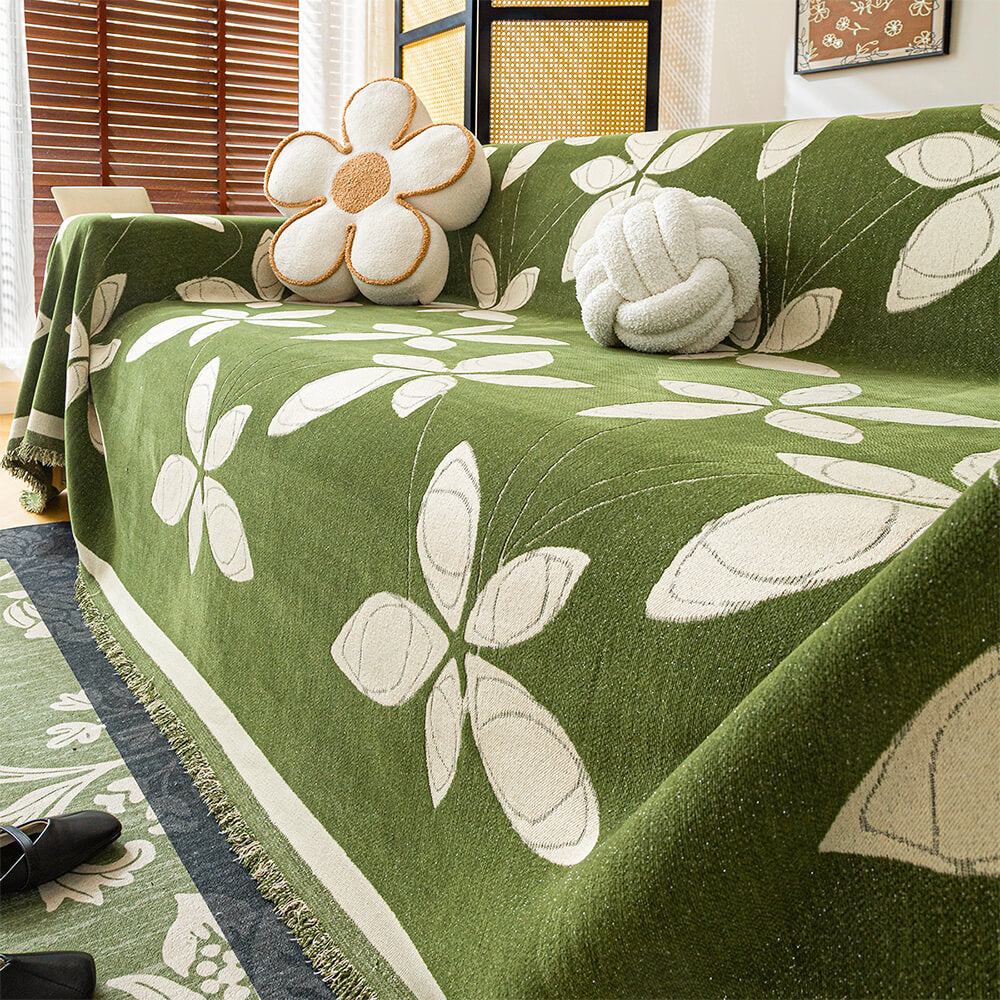 Elegant Reversible Chenille Patterned Throw Sofa Cover
