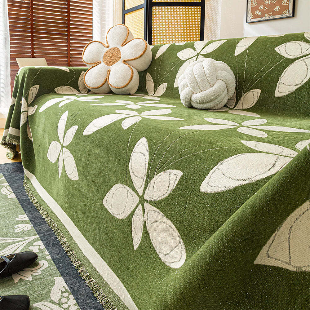 Elegant Reversible Chenille Patterned Throw Sofa Cover