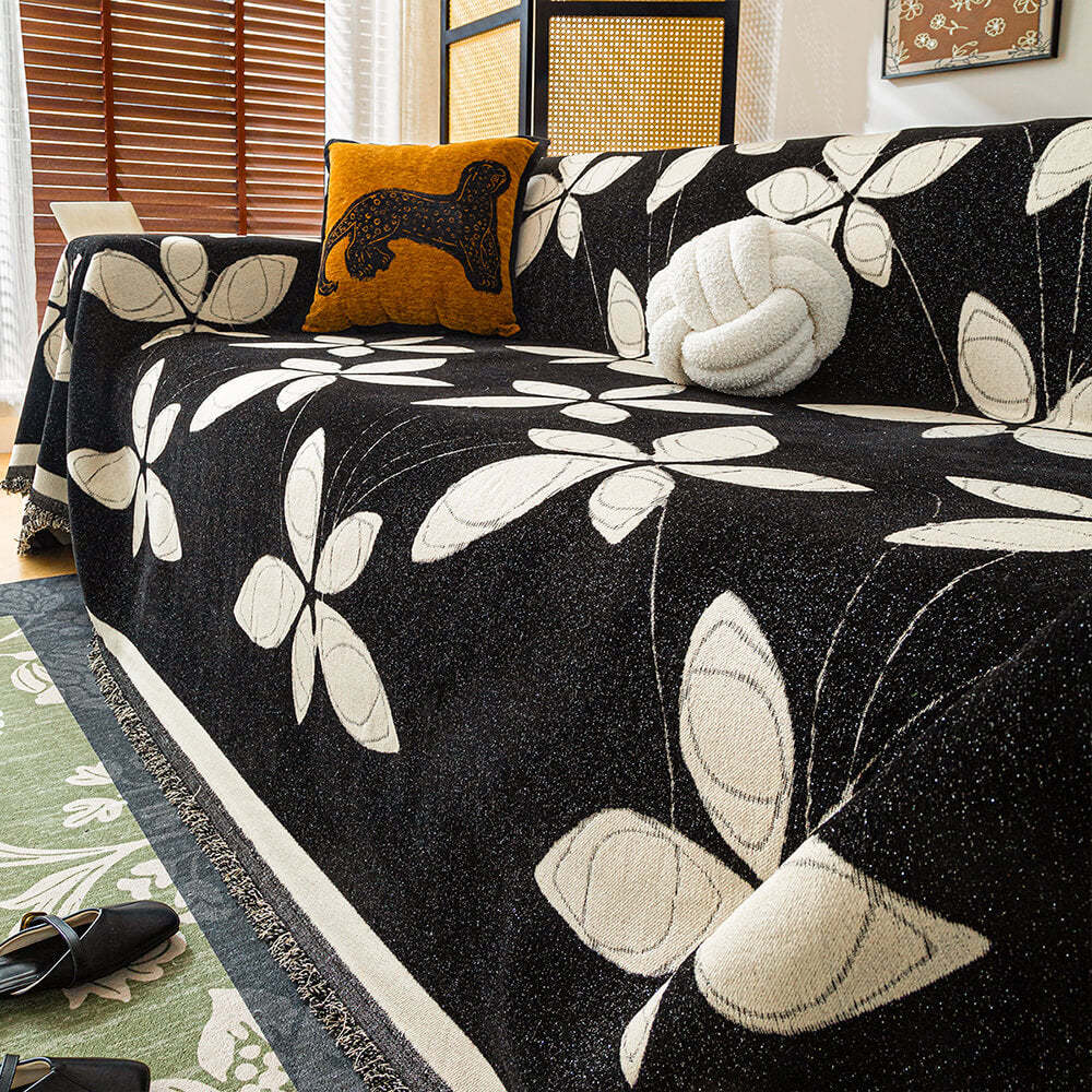 Elegant Reversible Chenille Patterned Throw Sofa Cover