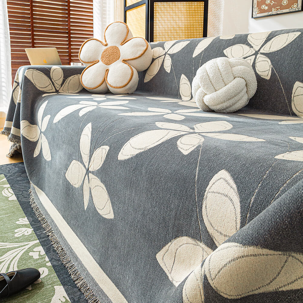 Elegant Reversible Chenille Patterned Throw Sofa Cover