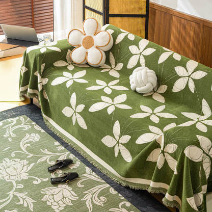 Elegant Reversible Chenille Patterned Throw Sofa Cover