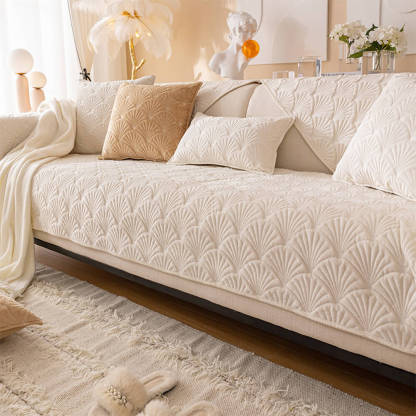 Elegant Shell Pattern Flannel Scratch-Resistant Sofa Cover