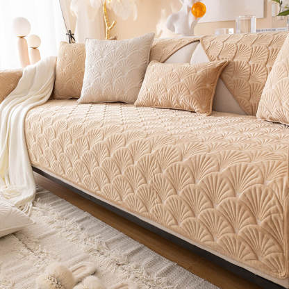 Elegant Shell Pattern Flannel Scratch-Resistant Sofa Cover