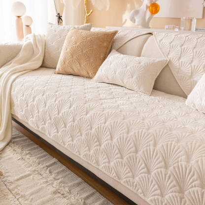 Elegant Shell Pattern Flannel Scratch-Resistant Sofa Cover