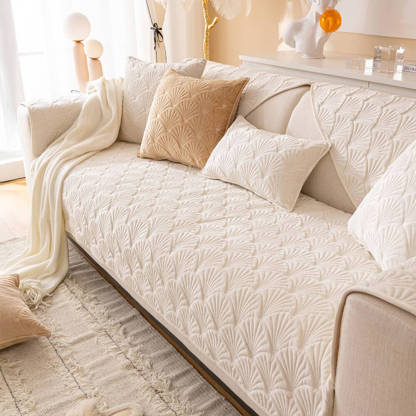 Elegant Shell Pattern Flannel Scratch-Resistant Sofa Cover