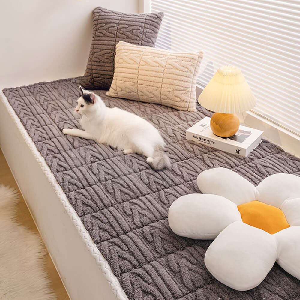 Elegant Textured Cotton Velvet Pet Mat Bed Sofa Cover