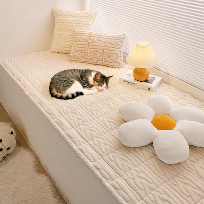 Elegant Textured Cotton Velvet Pet Mat Bed Sofa Cover