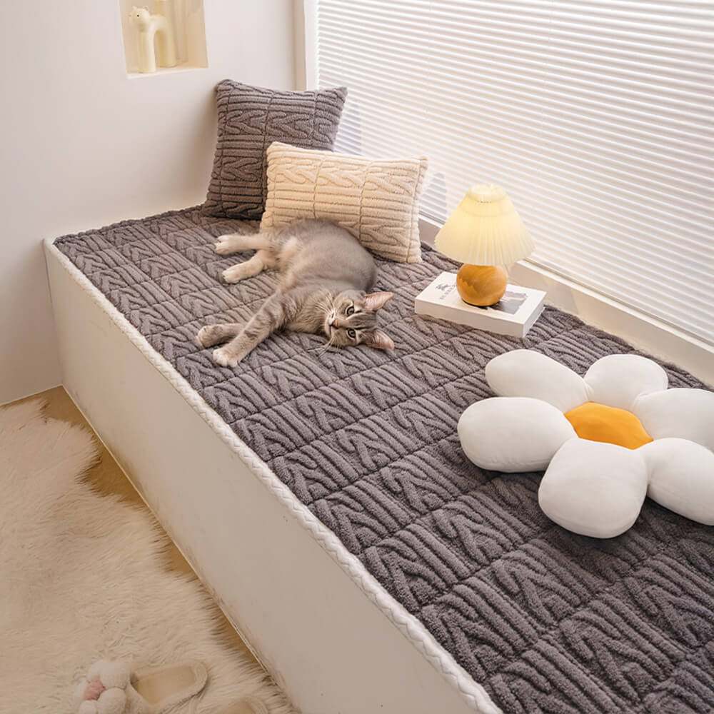 Elegant Textured Cotton Velvet Pet Mat Bed Sofa Cover