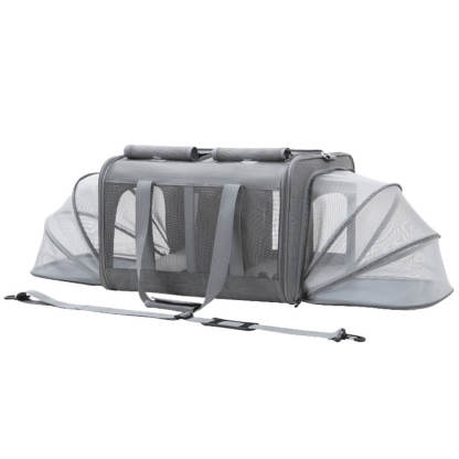 Extra-Large Expandable Dual-Compartment Breathable Travel Pet Carrier Bag