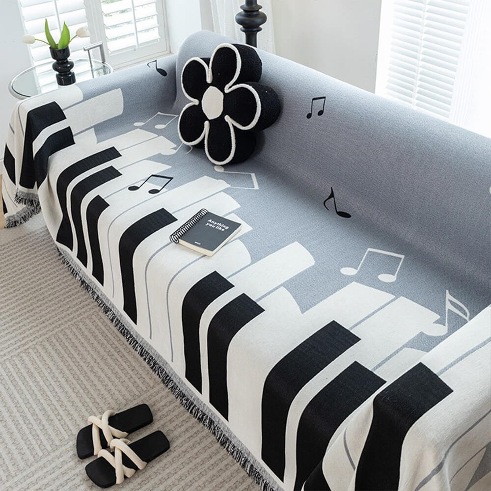 Funny Piano Chenille Fabric Sofa Decoration Throw Sofa Cover