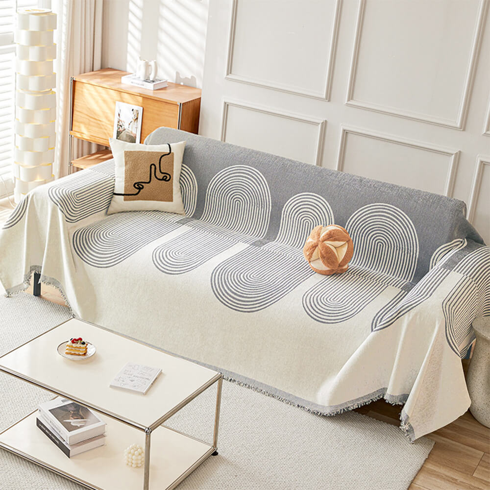 Geometric Pattern Reversible Chenille Throw Sofa Cover