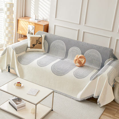 Geometric Pattern Reversible Chenille Throw Sofa Cover