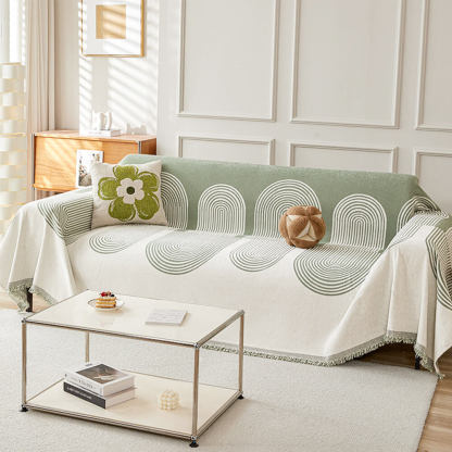 Geometric Pattern Reversible Chenille Throw Sofa Cover