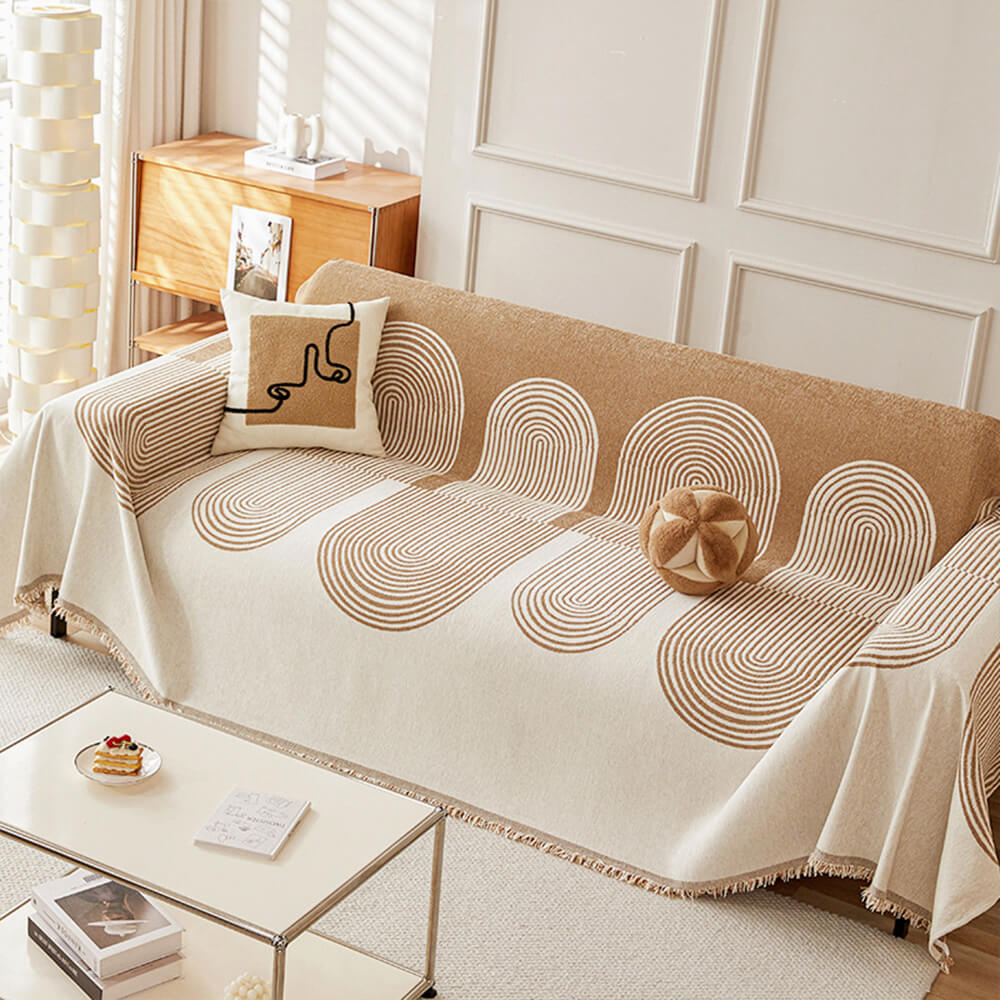 Geometric Pattern Reversible Chenille Throw Sofa Cover