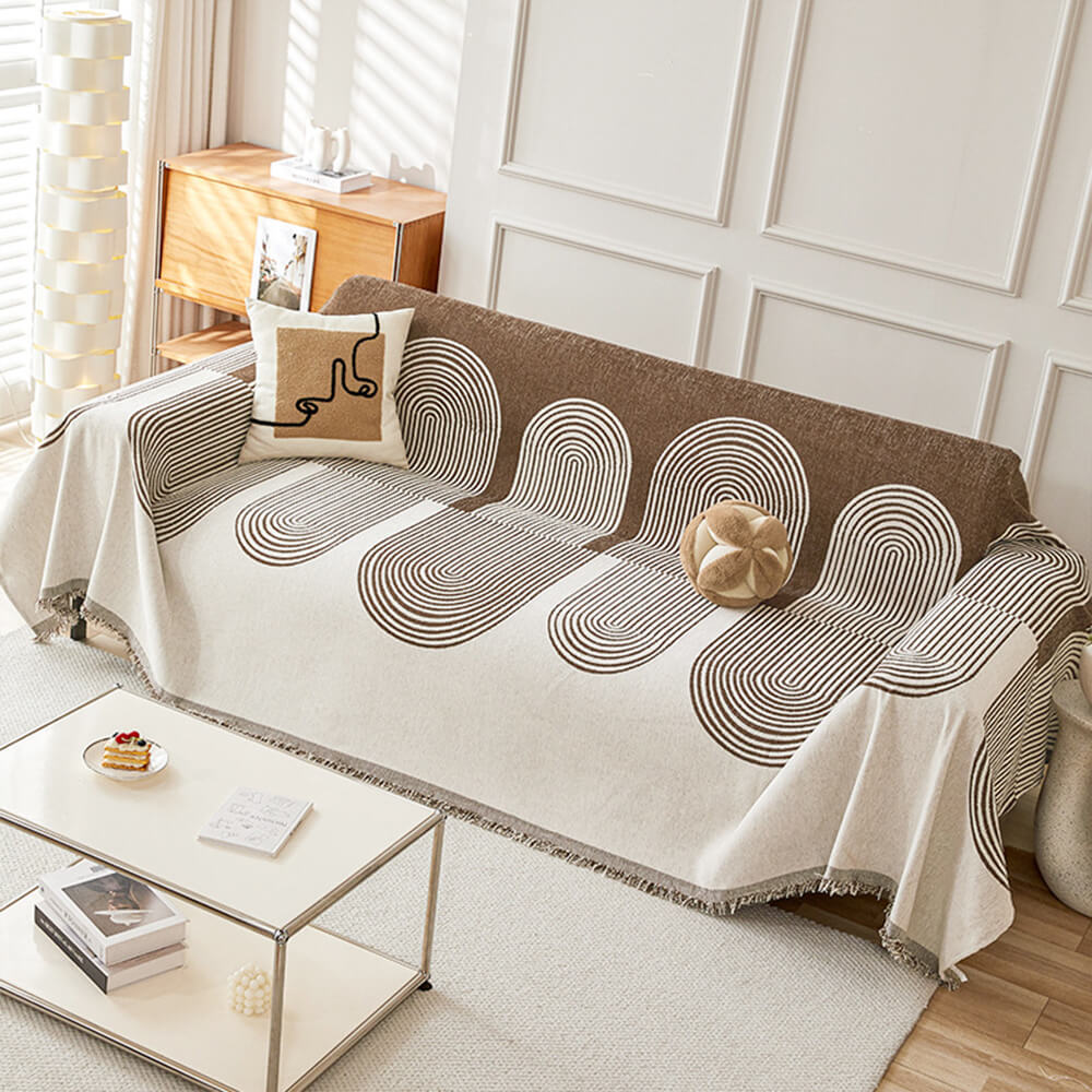Geometric Pattern Reversible Chenille Throw Sofa Cover