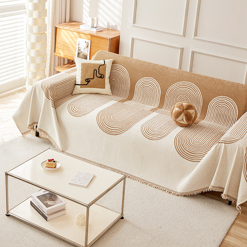 Geometric Pattern Reversible Chenille Throw Sofa Cover