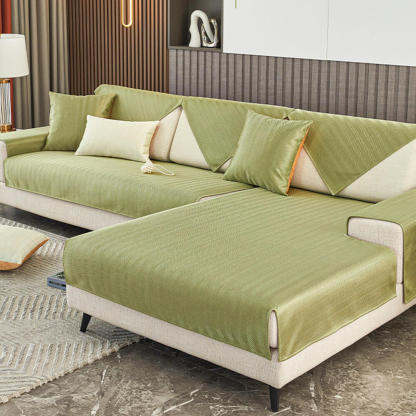 Herringbone Ice Silk Cooling Breathable Sofa Protector Non-slip Couch Cover