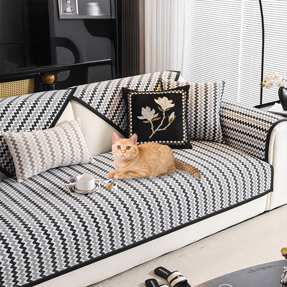 Non-Slip Wave Pattern Scratch and Wear Resistant Sofa Cover