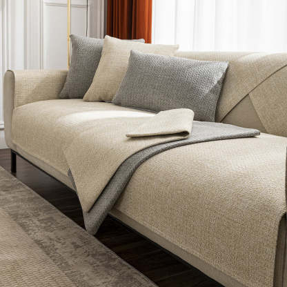 Minimalist Solid Colour Breathable Linen Sofa Cover